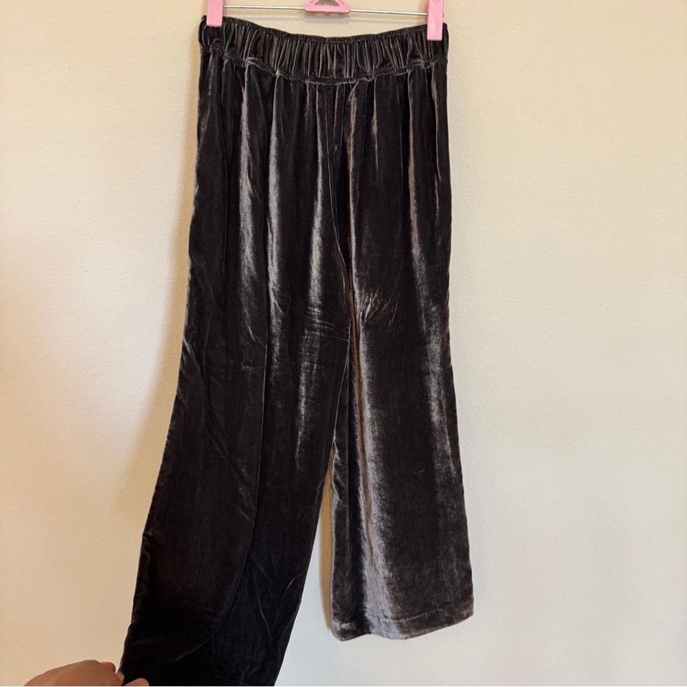 Madewell Gray Velvet Wide-Leg Pants | Silk Blend | Dark Gray | Size XXS